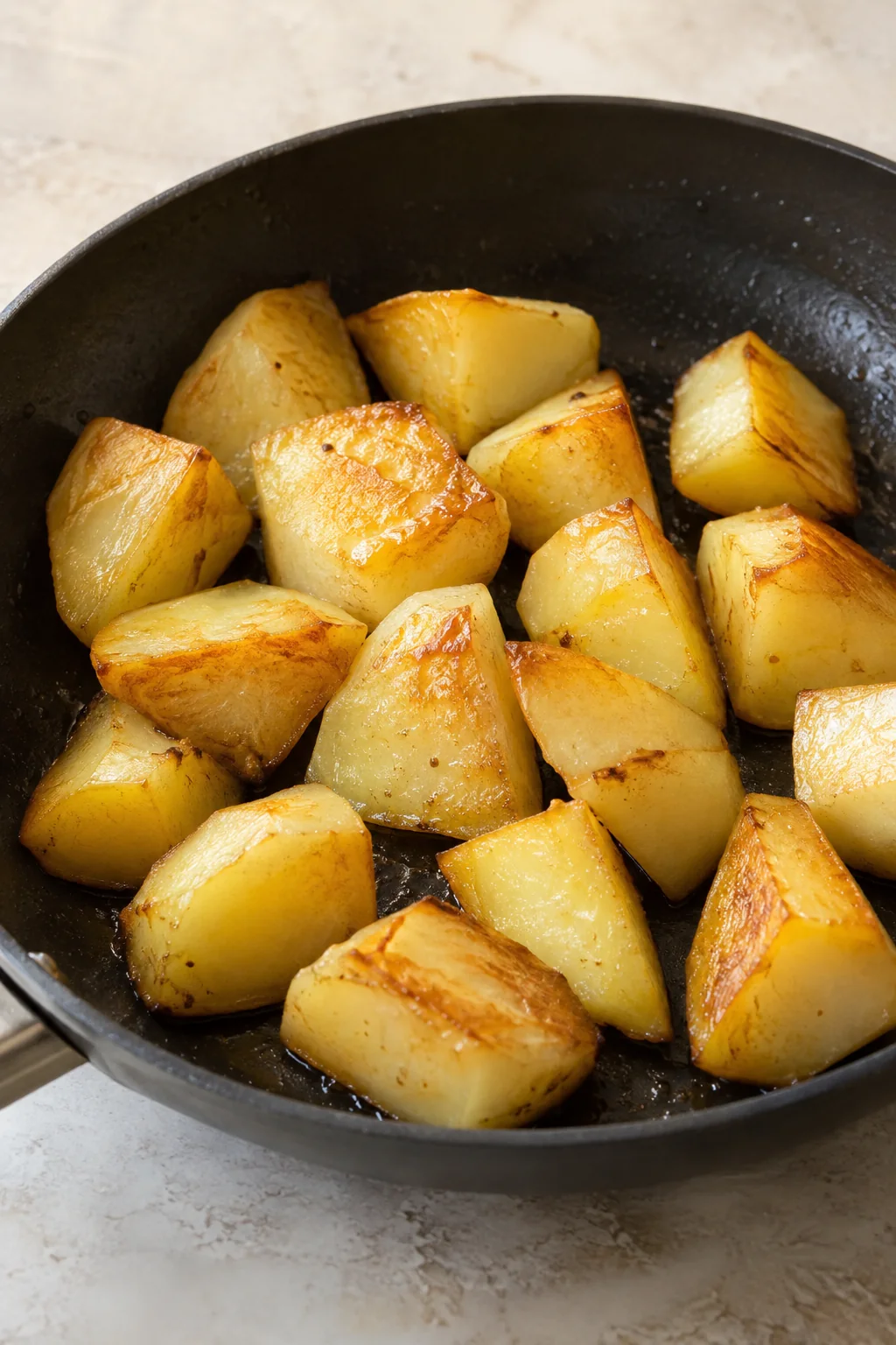 Large potato pieces lightly fried until golden for Sindhi chicken biryani