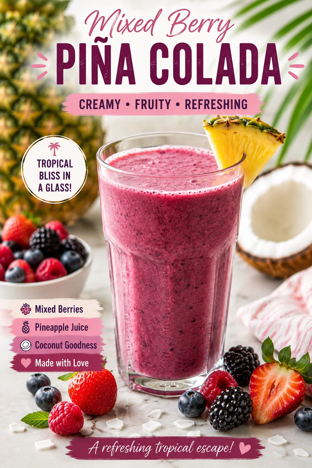 Save Mixed Berry Piña Colada on Pinterest